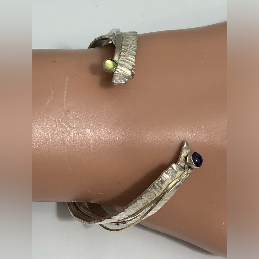 Vtg sterling silver Two Tone cuff bracelet women 28g - Picture 11 of 15